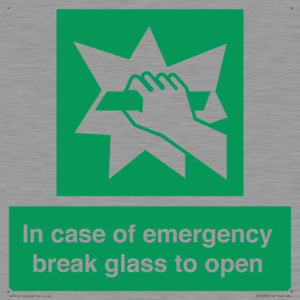 In case of emergency break glass to open